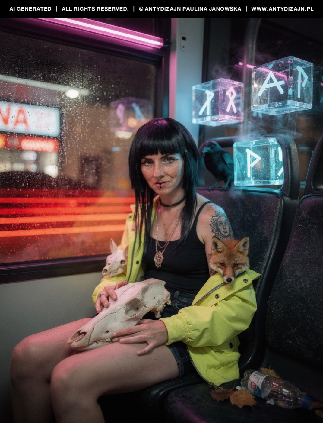 Autobus 102, sześciany neon, czaszki (v2)